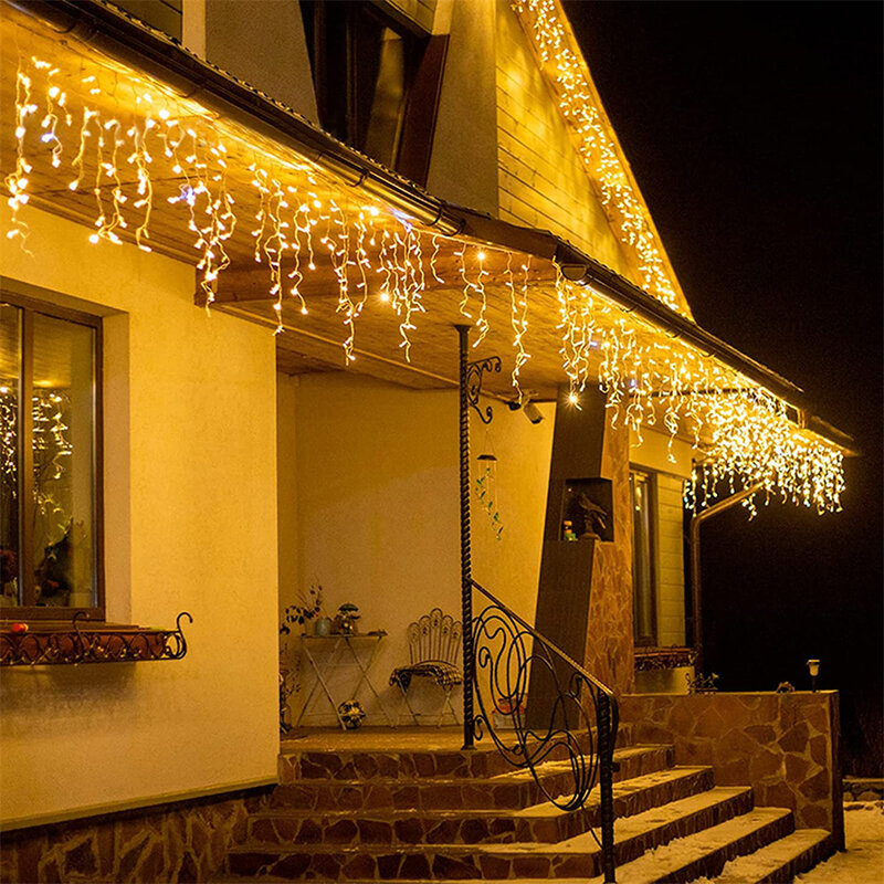 Bożonarodzeniowa girlanda kurtyna LED girlanda z lampkami w kształcie sopli 220V 4.5m 100 ledy wewnętrzne oświetlenie dekoracja zewnętrzna na imprezę ogrodową