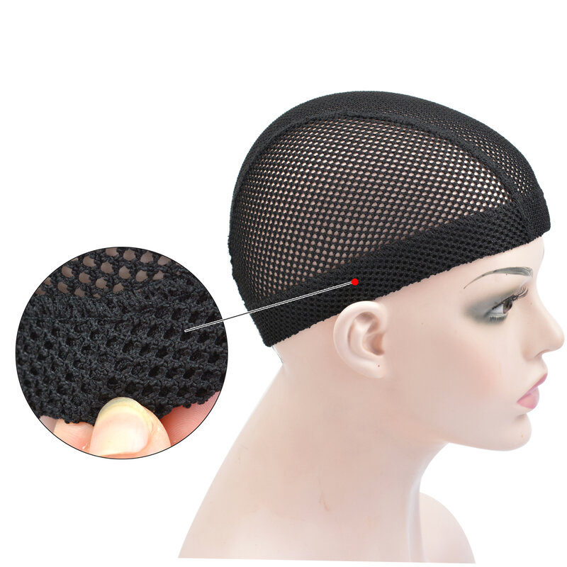 Сетчатая купольная шапочка для парика, черная для вязаных косичек, для изготовления парика, сетчатая шапочка с резинкой для женщин, 1 шт.