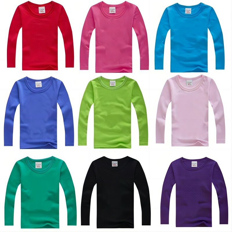 Jungen Langarm T-Shirts für Kinder Frühling Herbst reine Farbe T-Shirt Baumwolle 1 -15t Kinder kleidung Baby Mädchen Tops T-Shirts Kleidung