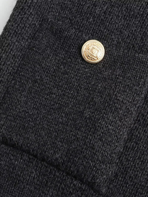 TRAF 여성용 니트 슬림 피팅 가디건, 긴팔 포켓 싱글 브레스트 스웨터, 여성 패션 상의, 2024 가을