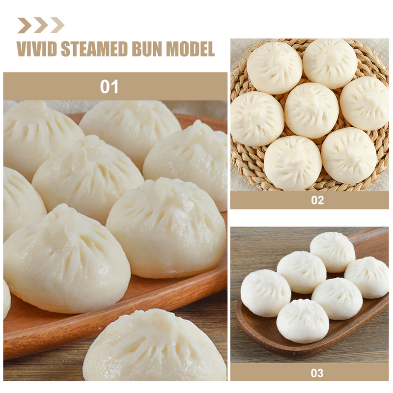 4 Pcs Simulated Buns Fake Steamed Stuffed Buns Food Kitchen Simulation Prop Model Decor