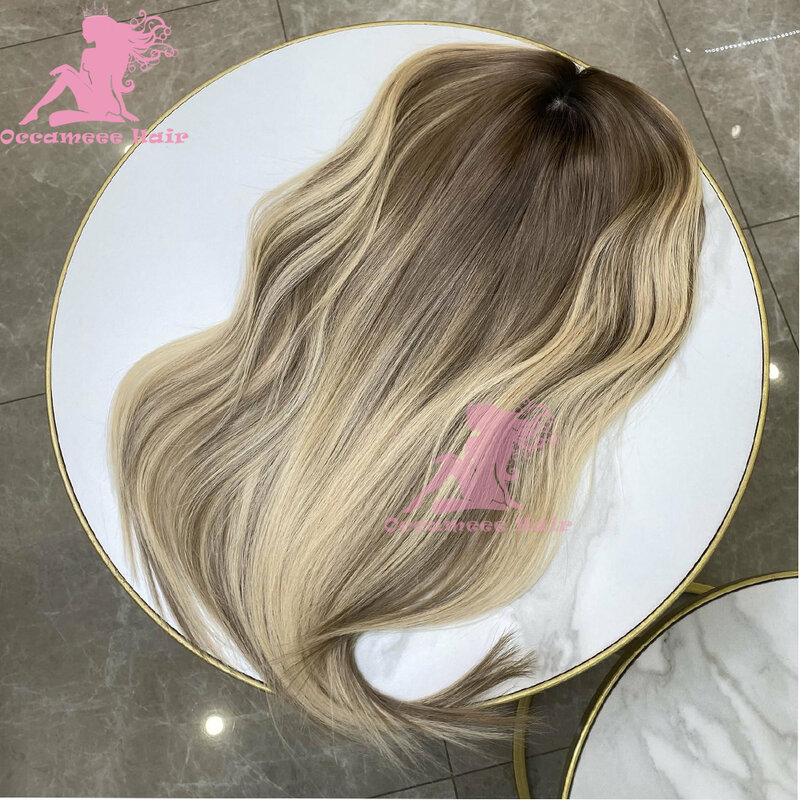 Podkreśl peruki z ludzkich włosów z dziewiczych włosów pełne koronkowe peruki blond Mix brązowa peruka przezroczysta szwajcarska 13x6 koronkowa peruka przednia prosta ludzka
