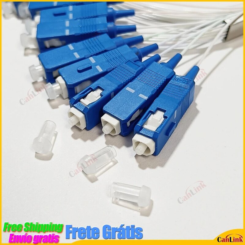  High Quality 5/10/20pcs/Lot 1X2 1X4 1X8 1X16 1X32 PLC SC/UPC SM 0.9mm G657A1 PVC 1m FTTH Fiber Optic Splitter