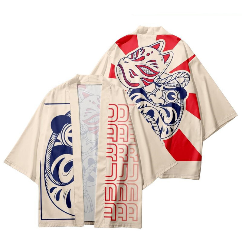 Fashion Streetwear Dharma Egg Print Traditional Kimono Casual Men Women Cardigan Cosplay Shirts Harajuku Japanese Samurai Haori