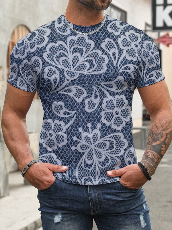 Plus Size Unisex Short Sleeve O-neck Full Printed T Shirt for Women Men