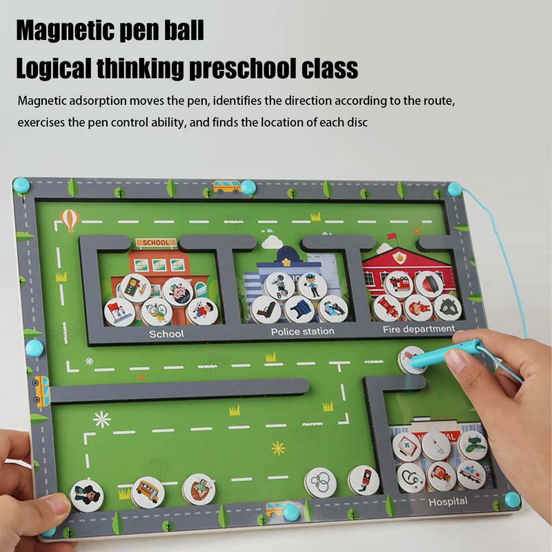 Długopis magnetyczny ruchomy koralik gra Montessori umiejętności motoryczne zabawki edukacyjne klasyfikacja magnetyczna gra koraliki magnetyczne