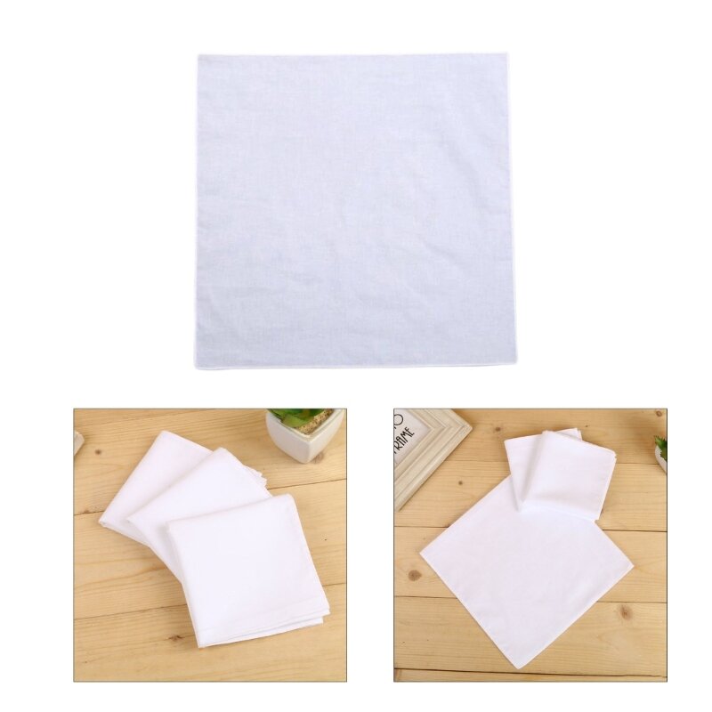 Lenços brancos leves de algodão quadrados laváveis ​​no peito lenços de bolso para festa de casamento adulto Dropship