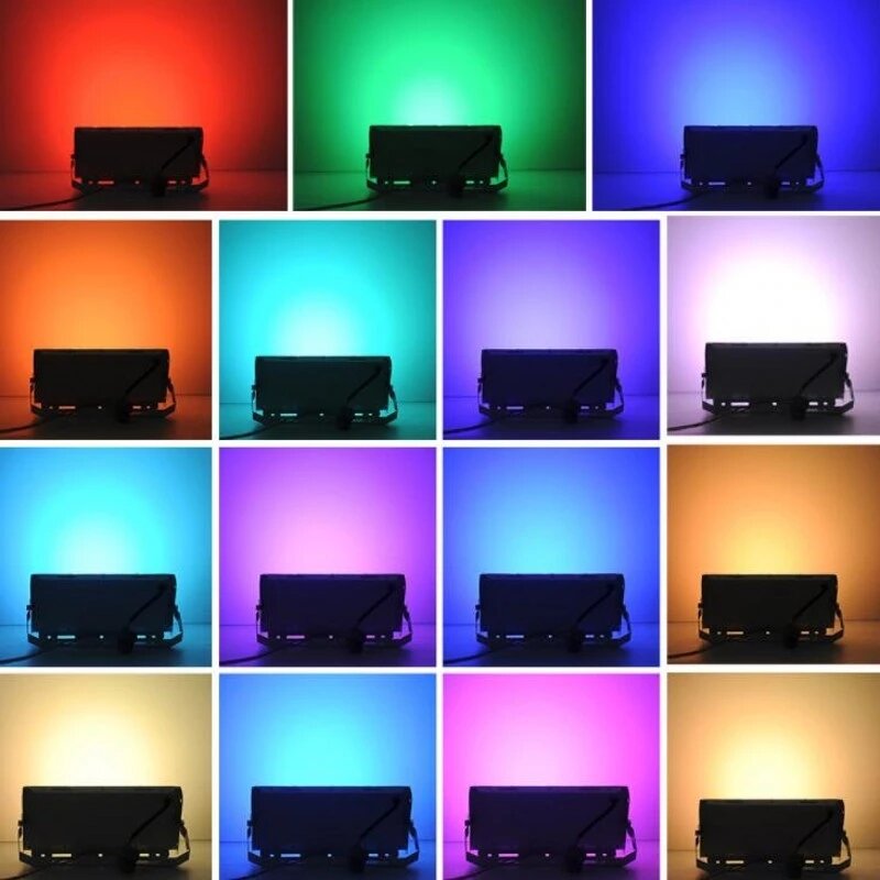 50W 220V LED Lampu Sorot RGB Remote Control IP66 Tahan Air Luar Ruangan LED Lampu Sorot Lanskap Pencahayaan Dinding Lampu Reflektor