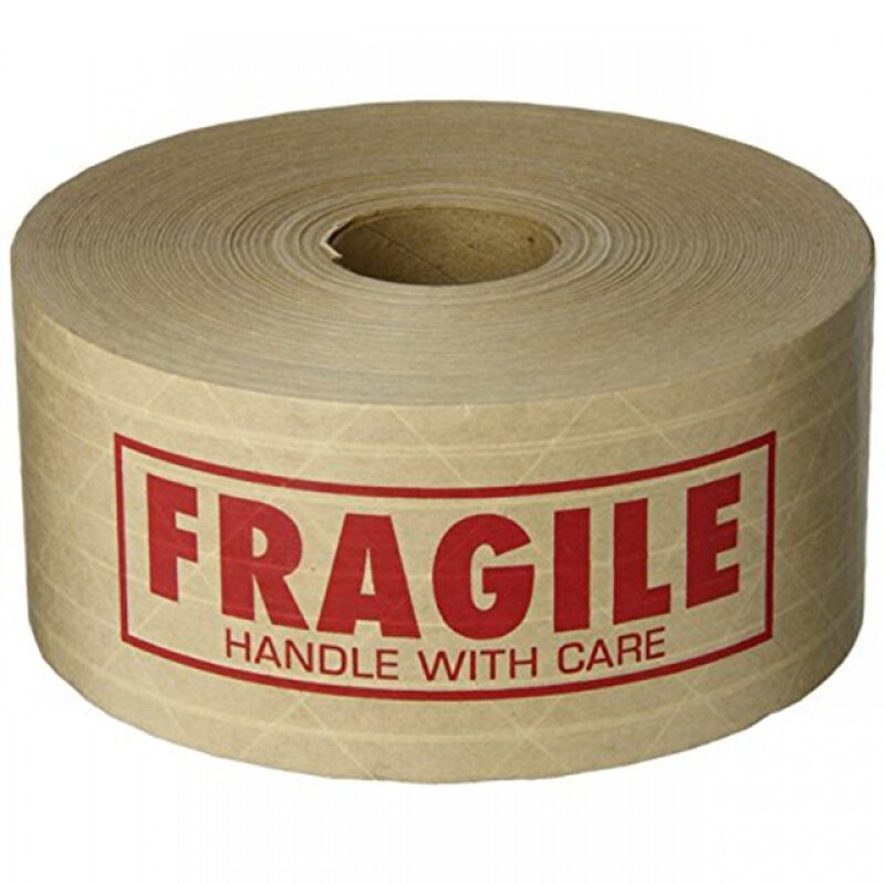 custom,Bailida Fragile Handle with Care Water Activated Gummed Self Adhesive Kraft Paper Tape Waterproof Carton Packing Offer Pr