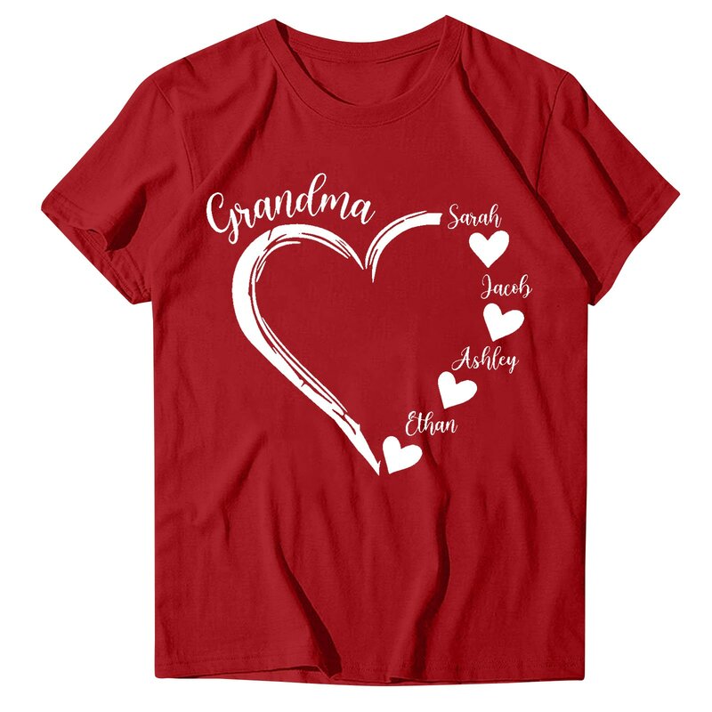 Camisa estampada para el Día de San Valentín para mujer, Jersey informal holgado de cuello redondo, Top de manga corta, llamativo, personalizado