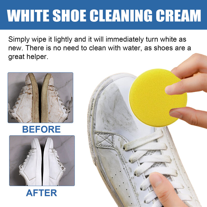 Creme de limpeza para sapatos brancos, multifuncional, remover manchas de sujeira amarela, tênis esportivos, sapatos de lona, clareamento, creme limpador