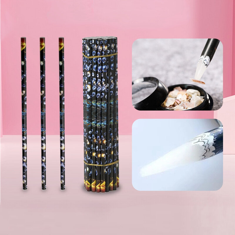 10pcs Professional Nail Dotting Tool Beads Gems Stud Picker Nail Art Design Wax Pen Rhinestone Pick Up Point Drill Pencil Stick