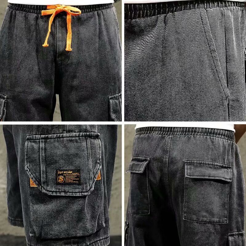 StreetwearY2K Hip Hop ricamo da uomo pantaloncini Casual oversize jeans da uomo