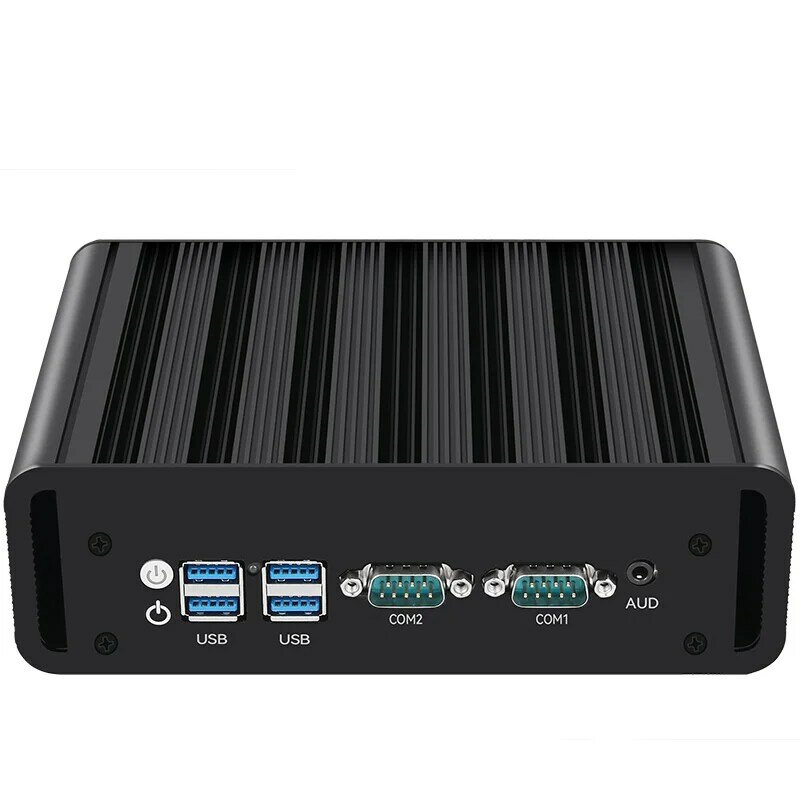 Helorpc 2LAN PC Mini industri dengan Inter i5-5200U DDR4 2RS232/RS485 COM mendukung Windows10 Linux PXE Firewall komputer tanpa kipas