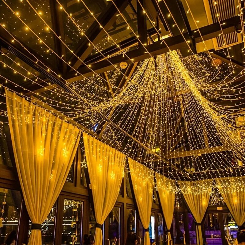 ไฟเชือกสวยงามคริสต์มาส LED ยาว5เมตร, พวงมาลัยสำหรับงานแต่งงานกลางแจ้งในร่มกันน้ำสำหรับงานปาร์ตี้คริสต์มาสตกแต่งพวงมาลัย