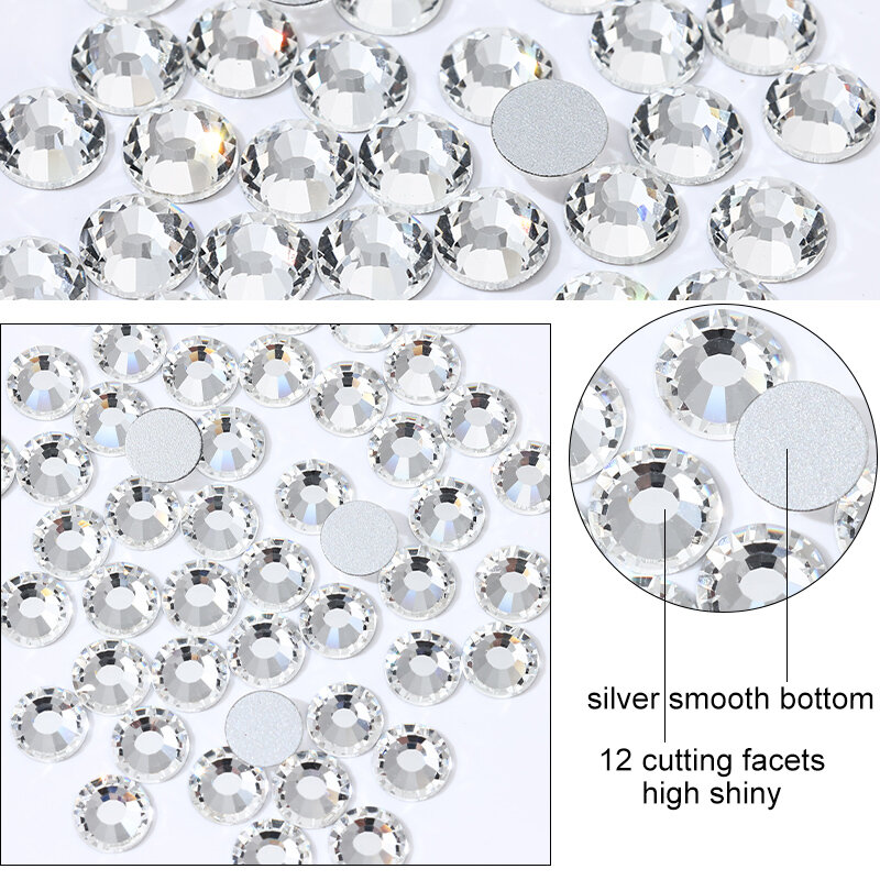 Top Glitter Crystal AB SS3-SS40 Non Hot Fix FlatBack cucito e indumento in tessuto decorazioni per unghie Nail Art
