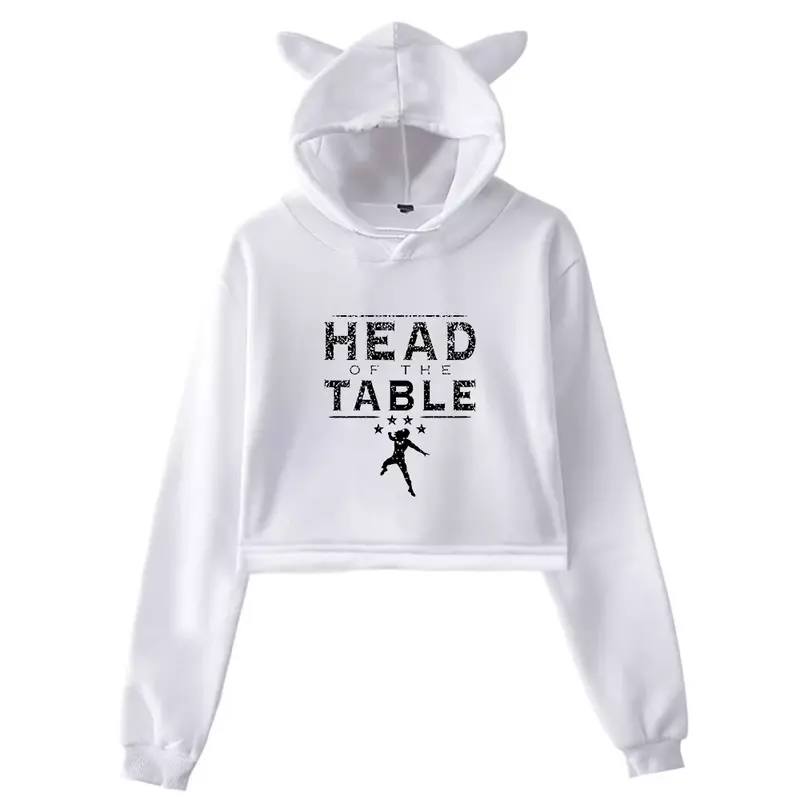 Cabeça romana do tampo da mesa para meninas adolescentes, hoodie curto, estilo hip hop, kawaii, orelha de gato, harajuku