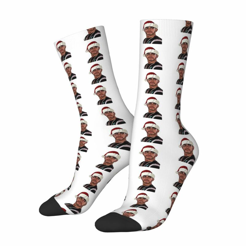 Lewis Hamilton Santa Hat Socks Sweat Absorbing Stockings All Season Long Socks Accessories for Man's Woman's Birthday Present