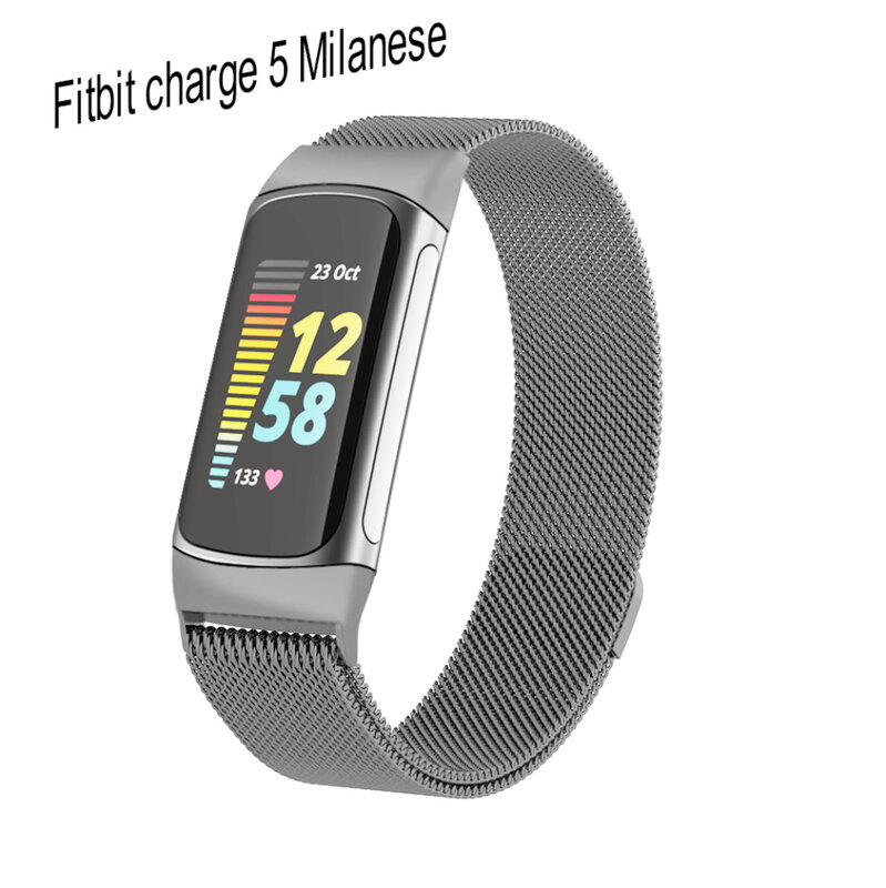 Магнитный металлический ремешок для Fitbit Charge 5, ремешок, совместимый с браслетом Fitbit, замена «Миланская петля», умные часы, браслет
