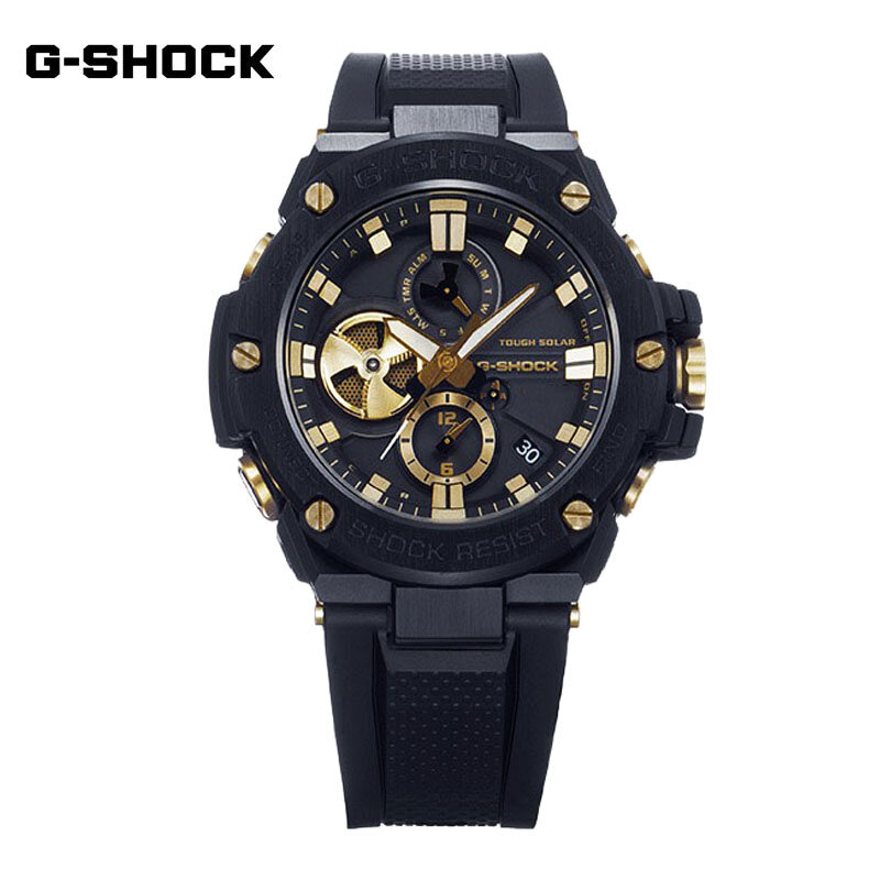 Relógios G-Shock para homem, GST-B100, relógio casual, multifunções, à prova de choque, tela dupla, aço inoxidável, relógio quartzo empresarial, luxo