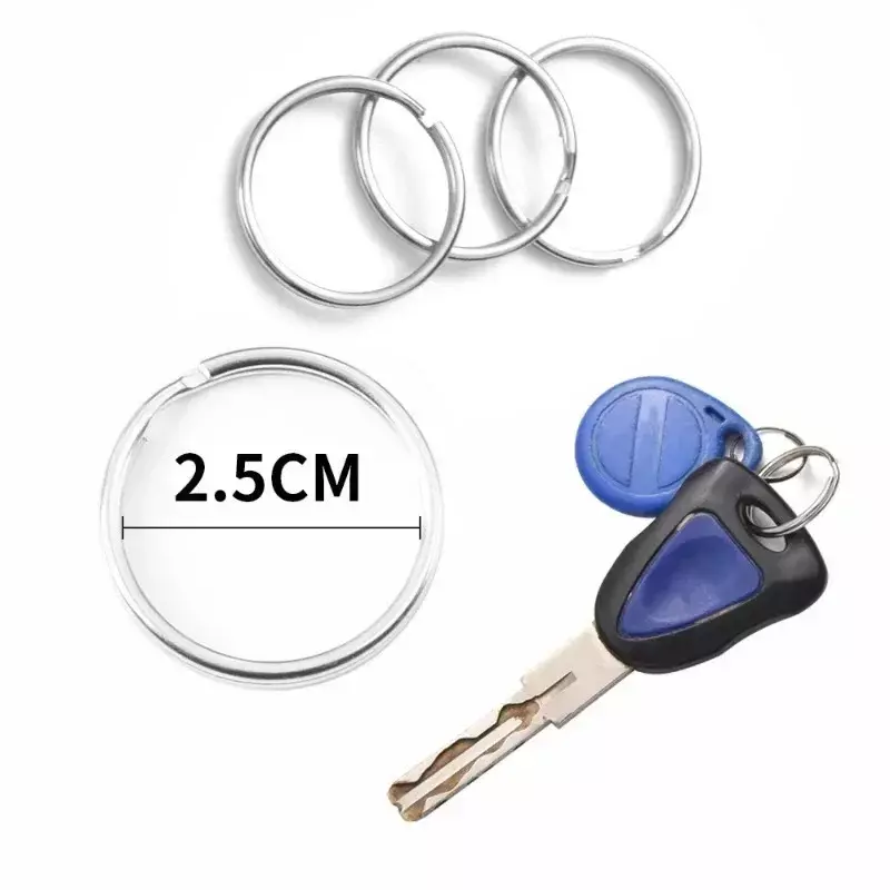 Metal Keyring Stainless Steel Key Chains Blank Circle Split Ring Connector for DIY Keychain Jewelry Making Accessories