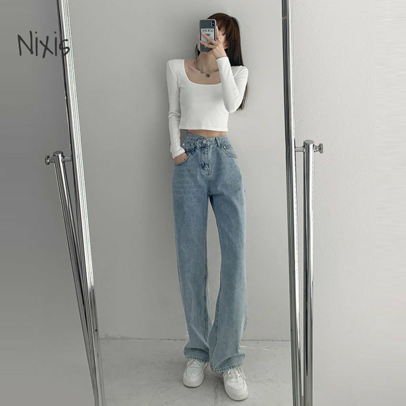 Straight Jeans for Women Fashion Baggy Wide Leg Pants Spring Summer High Waist Thin Denim Trousers Y2K Bottoms Female Clothes