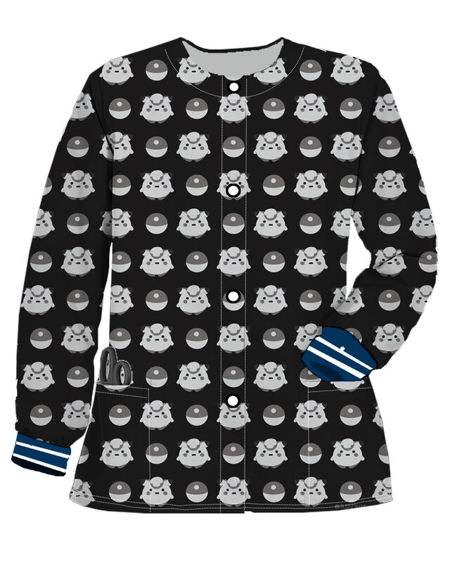 Cardigã de botões de manga comprida feminina, Enfermeira, Roupas juvenis, jaquetas de inverno, gola redonda, bolso, em promoção, 2023