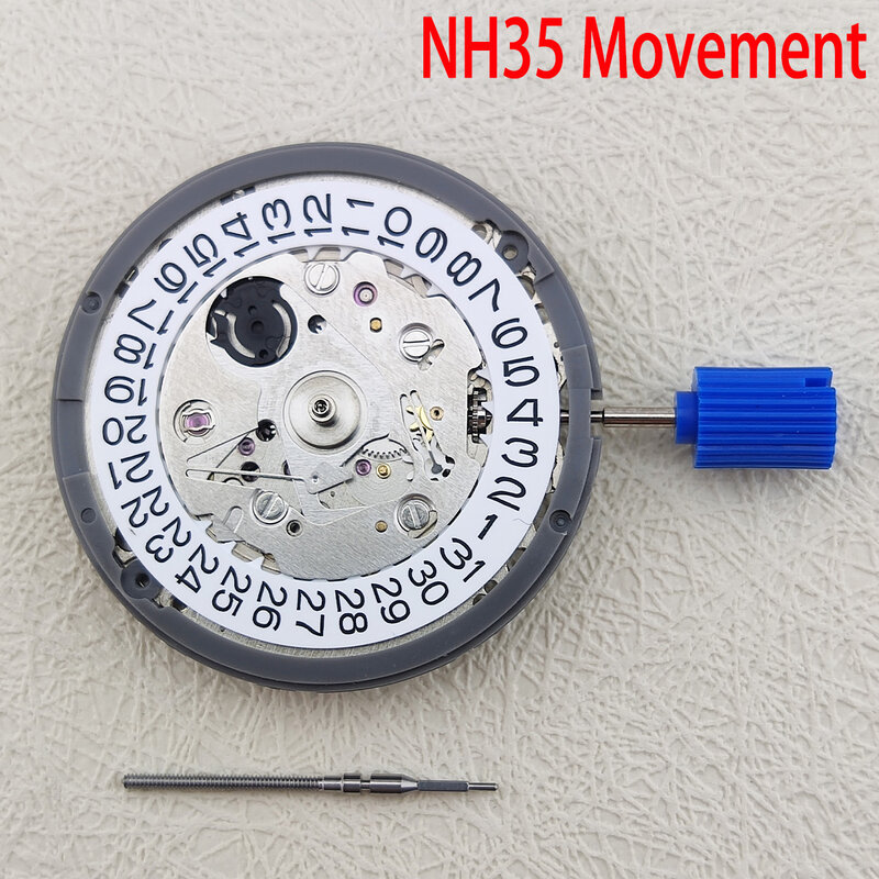 Japan Original NH35/NH35A Mechanical Movement 3 o'clock Crown White Date Automatic Watch Movt Replace Kit High Accuracy