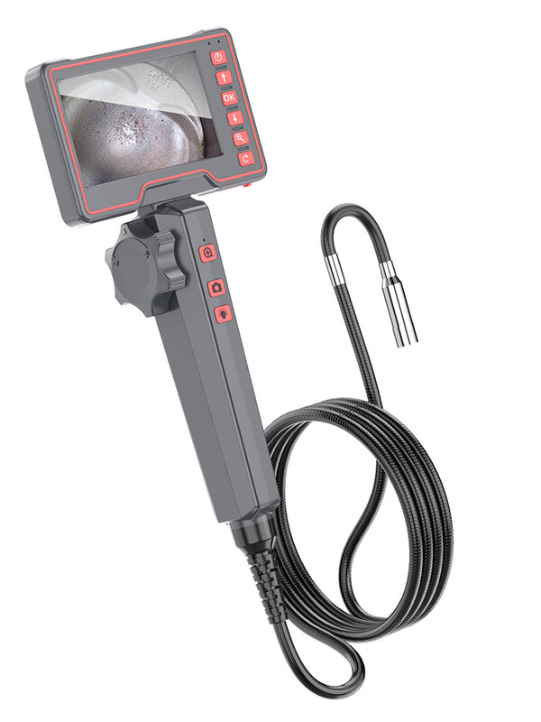 Direção endoscópio industrial, câmera de inspeção de esgoto do carro, endoscópio articulado bidirecional, 5 "tela, 3M 1080p, 5MP 12.5mm