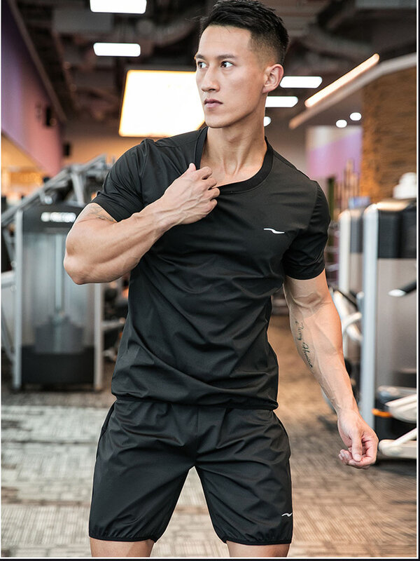 Sauna Sweatsuits Shirt Korte Mouw Voor Heren Sweatsuit Compressie T-Shirt Workout Sport Shapewear Gym Oefenjack