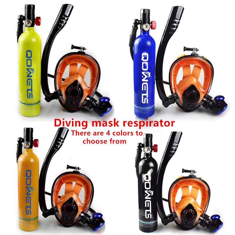 QDWETS-tanque de oxígeno de 1l, conjunto de tanque de buceo, Mini cilindro de buceo con máscara de esnórquel, respiración Simple, Eq