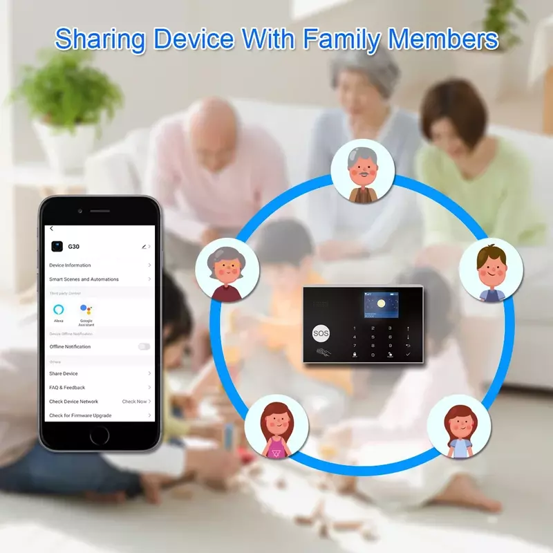 Приложение Tuya Smart Life с датчиком движения, совместимо с Alexa и Google, беспроводной Wi-Fi, GSM, домашняя охранная сигнализация