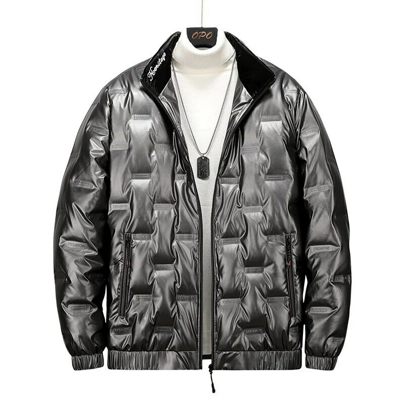 Doudoune d'hiver ultra-mince pour homme, manteau chaud, parka de style blanc, noir brillant, argent, grande taille, 4XL, 5XL, 6XL, 7XL, 8XL