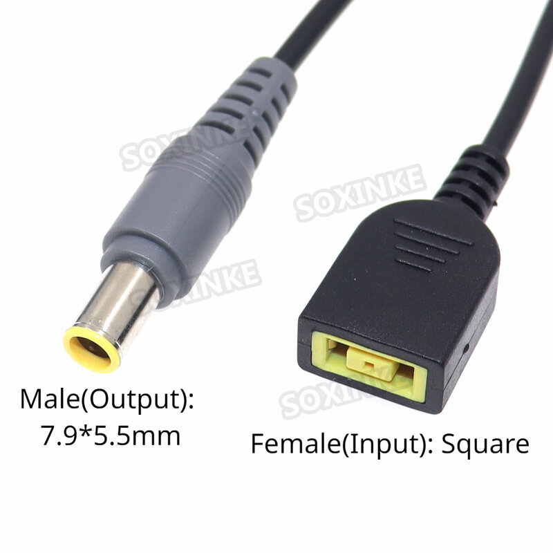 Quadratische Buchse auf 5,5 c2.1/7,9x4,0/1,7 x mm DC-Stecker Stecker Stromrichter Adapter kabel für Lenovo Thinkpad Laptop 15cm