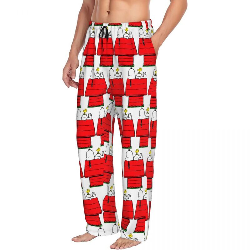 Мужские Мультяшные пижамные штаны Snoopy Woodstock, одежда для сна с принтом на заказ, штаны с карманами