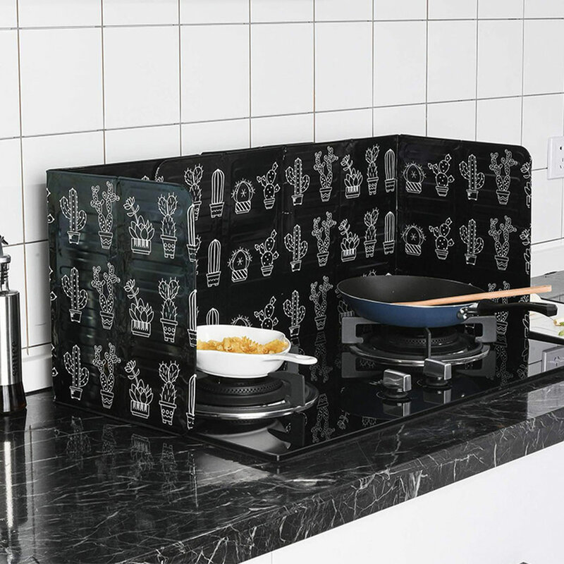 Faltbare Antihaft-Küche Gasherd Prall platte Platte 3-seitiger Anti-Splatter-Schutz für Herd