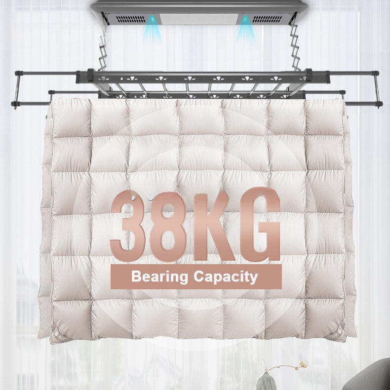 Multi function Smart Electric Lifting Ceiling Laundry Electric Automatic Remote Control Folding Hanger Drying Clothes Rack