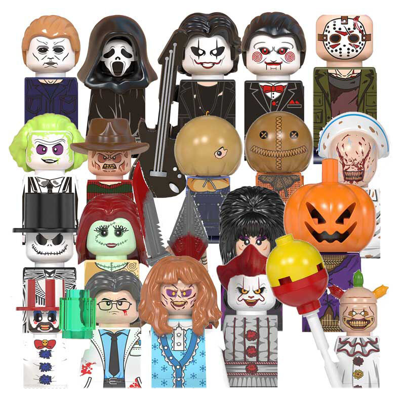 WM6075 WM6101 Blok Bangunan Halloweens Kartun Mini-angka Mainan Aksi Horor Yang Bersinar Diam Bukit Bata Jack Piramida 6102