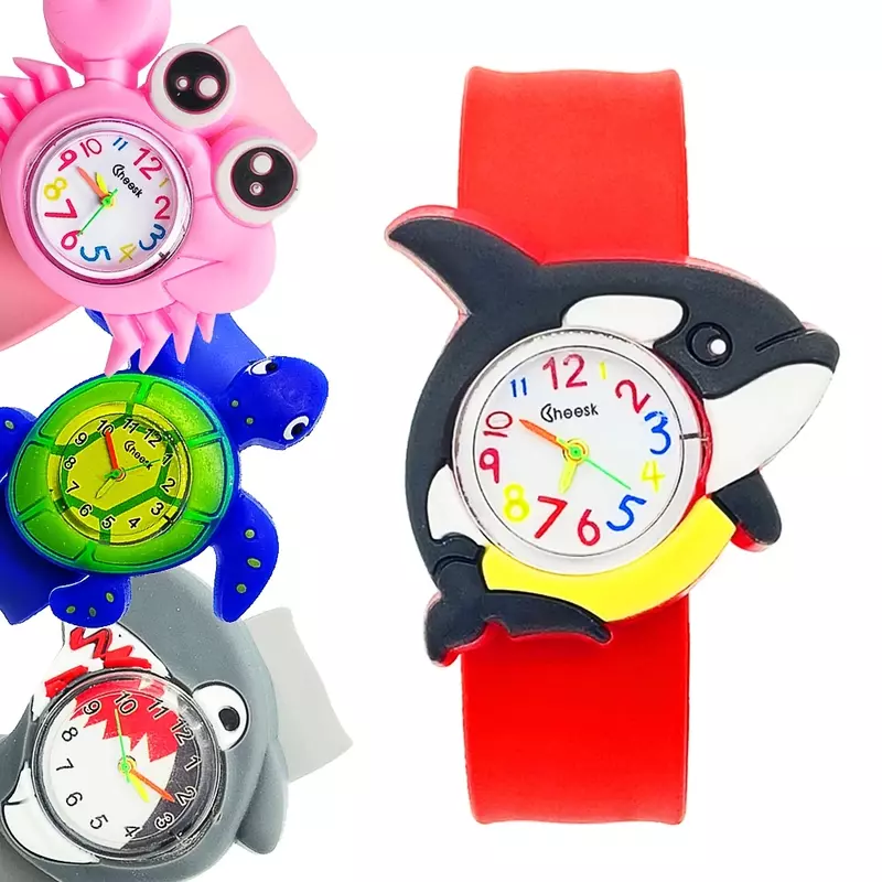 Relógio de pulso colorido de silicone para crianças, relógio de quartzo para crianças, meninos e meninas, presente de natal