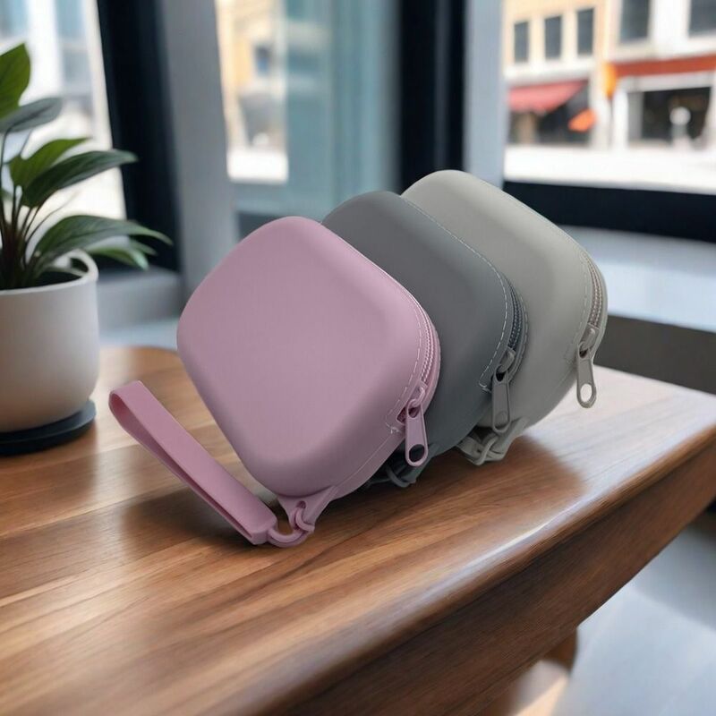 Morandi Color Silicone Cosmetic Bag Coin Purse Large Capacity Multifunction Storage Bag Solid Color Rectangle Small Item Bag