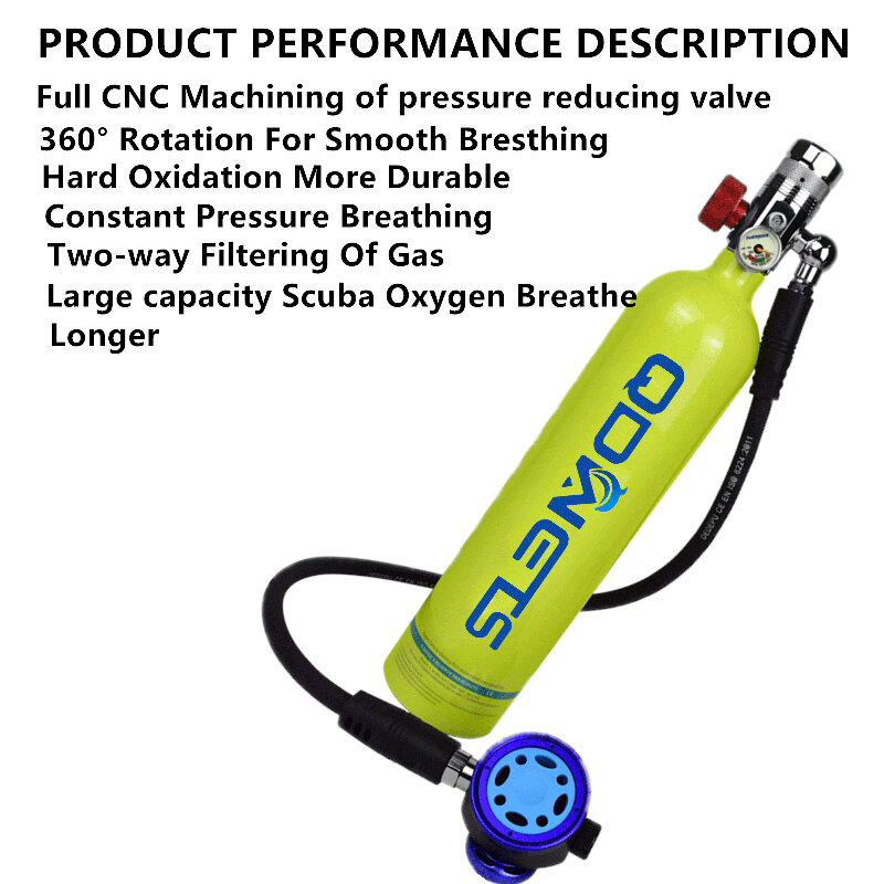 QDWETS5000-Cダイビング酸素ボトル、シュノーケリング機器、ミニシュノーケリングリングタンク、1l