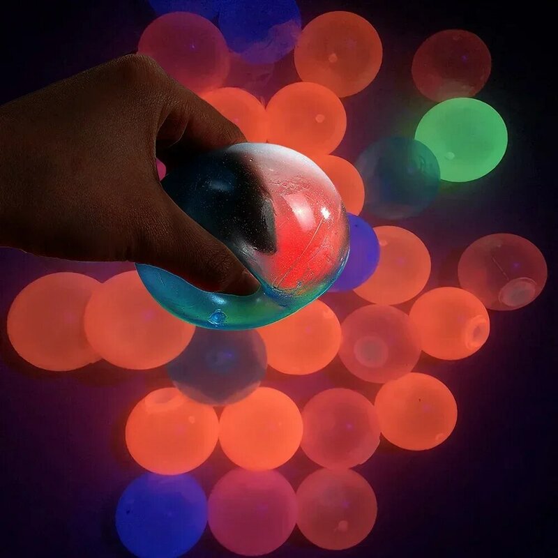 1-4Pcs Luminous Balls High Bounce Glowing Ball Sticky Wall Home Party Decor Kids Adult Gift Anxiety Stress Relieve Toy 4.5cm/6cm