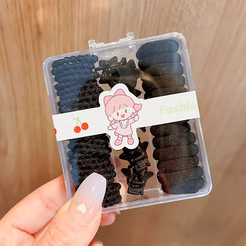 Nowy zestaw śliczne pudełko dla dzieci nowa elastyczna opaska włosy w kolorze cukierkowym spinka do krawata spinka do włosów księżniczka akcesoria