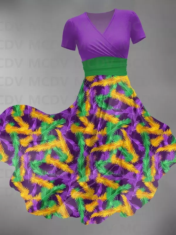 Женское винтажное платье макси с принтом Mardi Гра, сексуальное платье с 3D принтом и V-образным вырезом, женские платья