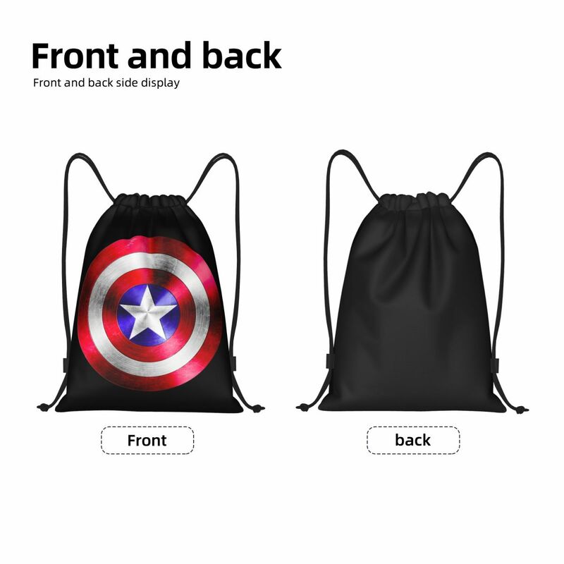 Bolso con cordón personalizado del Capitán América para hombre y mujer, mochila de Yoga para compras, Escudo de superhéroe, deportes, gimnasio, Sackpack