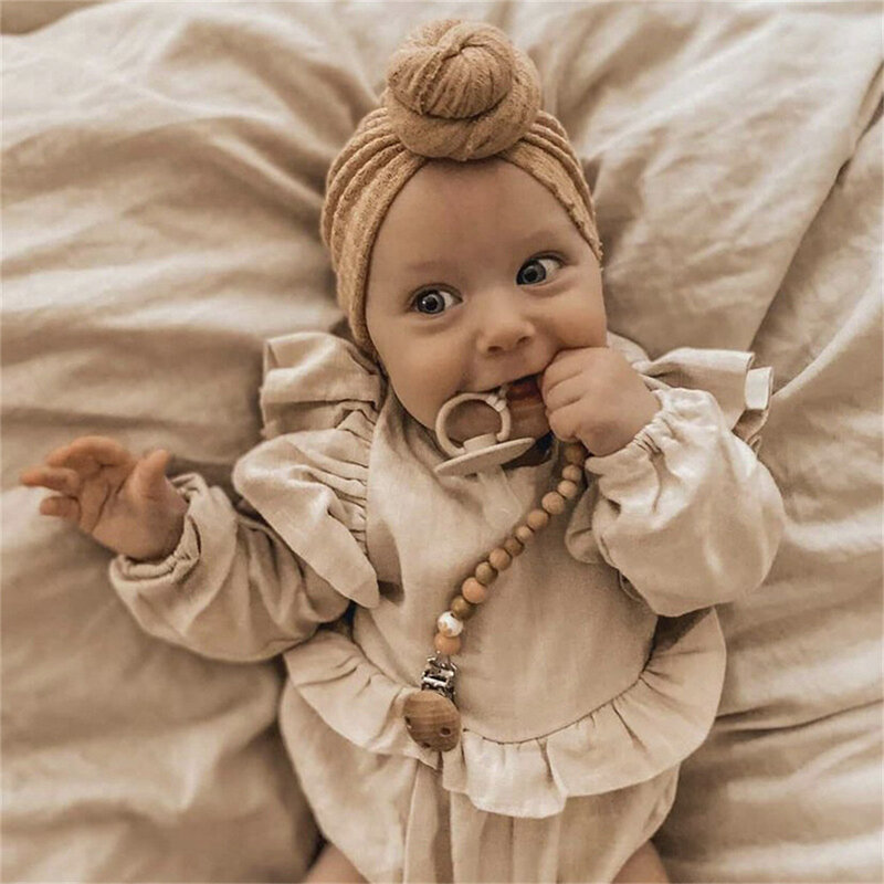 Solid Donut Turban Baby Girl Cap Winter Warm Infant Hat elastico bambino neonato Head Wraps turbanti fasce accessori per capelli per bambini