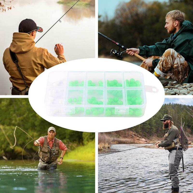 100Pcs Oval Fishing Beads Luminous Silicone Mini Size Lightweight Portable Saltwater Freshwater Fishing Beads pesca