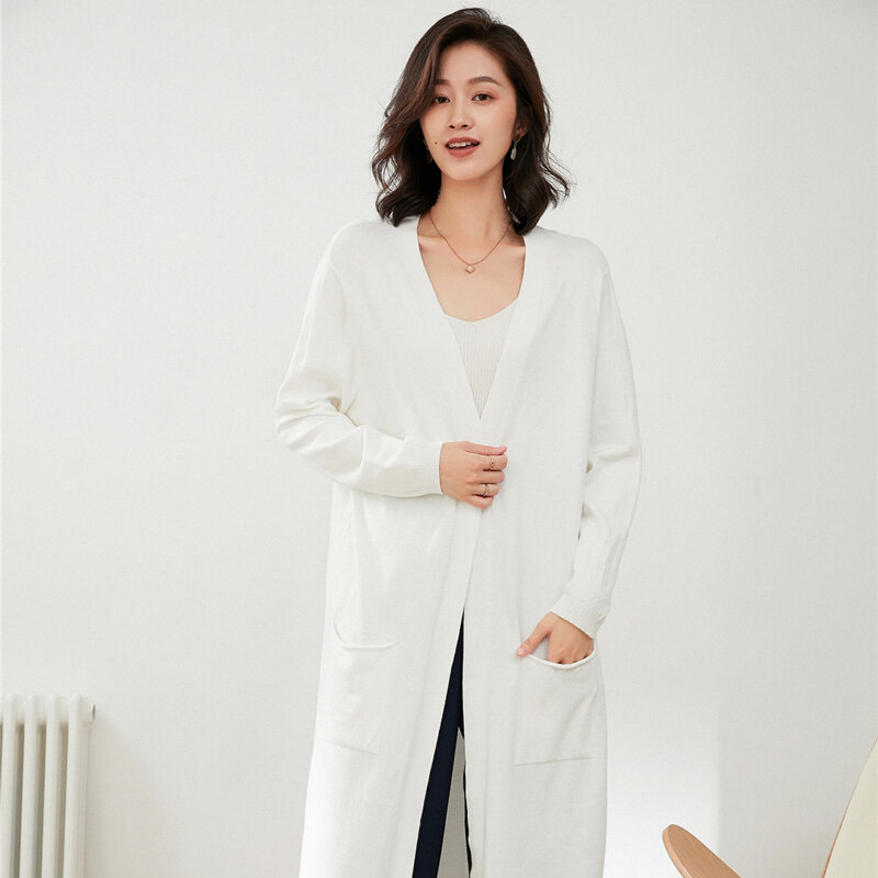 Cardigan à manches longues pour femmes, pull-over mi-long, décontracté et simple, coréen, nouvelle collection printemps 2022