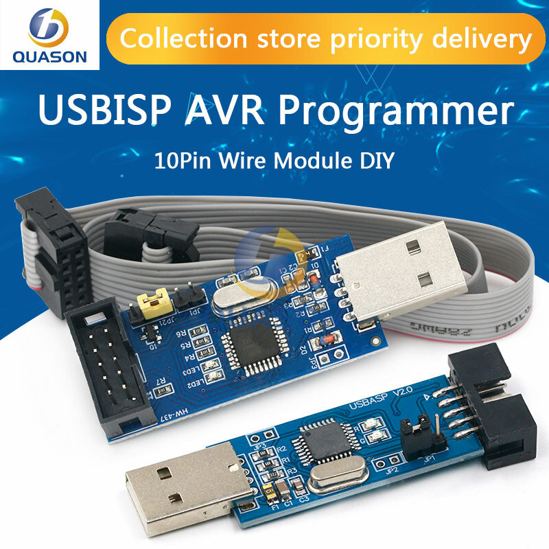 USBASP-USBISP AVR 프로그래머 USB ATMEGA8 ATMEGA128, ATtiny/CAN/PWM 10 핀 와이어 모듈, DIY + 10 핀-6 핀 어댑터 보드, 1 세트