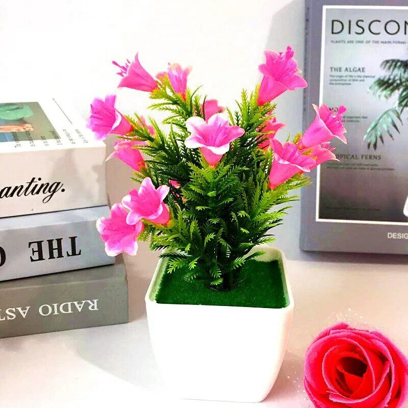 Decor pianta artificiale Fresh Office in vaso da tavolo matrimonio 18cm Indoor Lily flower Pinecone decorazione in plastica